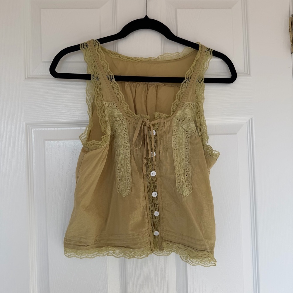 Women's Green Lace Tank Top Size Small